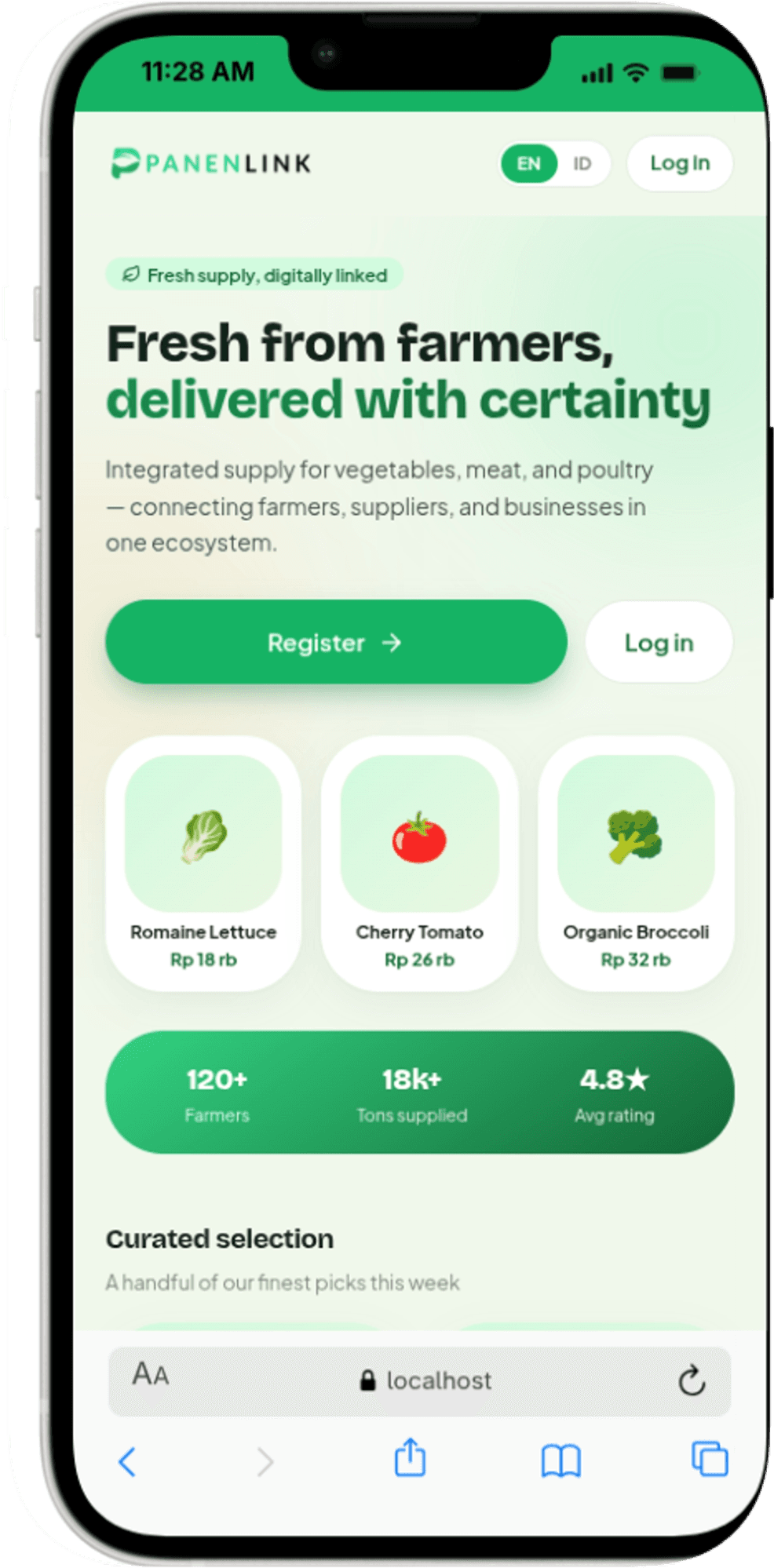 Aplikasi mobile PanenLink di smartphone